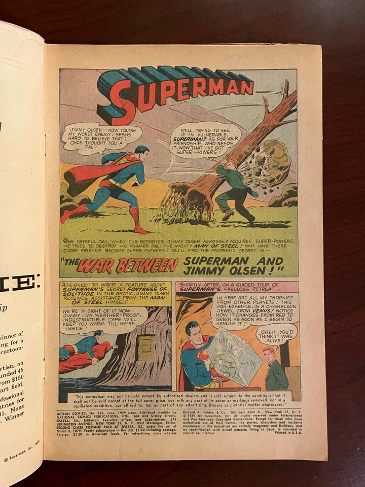 Cómics de acción #253 (DC Comics 1959) Segunda Supergirl Curt Swan de la Edad de Plata 4,0 en muy buen estado Foto 3 de 4