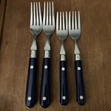 Set of Four Washington Forge Mardi Gras Navy Cobalt Blue Dinner Salad Forks