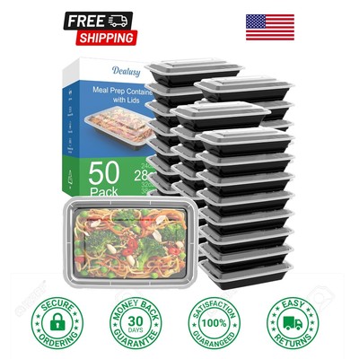 50 Pack 100-Piece 28 oz Meal Prep Containers Reusable with Lids, Sturdy Leakp...