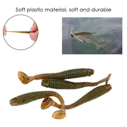 50PCS 5cm Soft Plastic Fishing Lures T-Tail Grub Worm Baits Fishing Tack