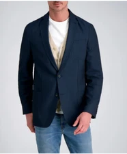 Haggar Mens Smart Wash Birdseye Sport Coat Jacket Blazer Dark Navy  (Q92K)