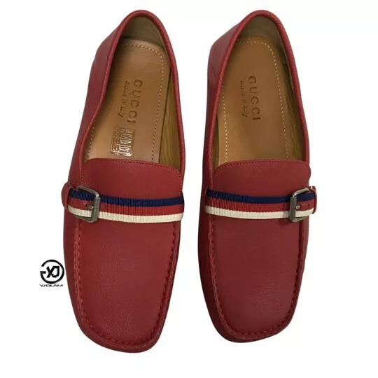 Chaussures neuves Gucci cuir cuir tissé abeille cuir cuir cuir cuir couleur rouge taille 7,5