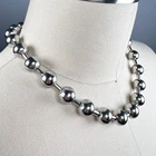 12mm 24inch Chunky Ball Beads Chain For Men's Stainless Steel Necklace Silver