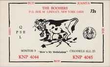 CB radio QSL postcard comic Bud Juanita Sissy Ida Booher 1960s Lindley New York