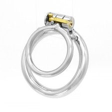 Stainless Steel Male Chastity Device Small Double Rings Lock Male Chastity Cage