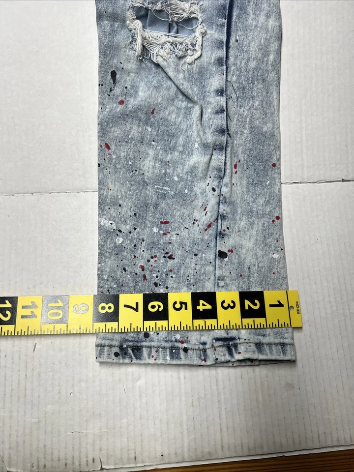 Evolution Jeans Hip Hop Grunge Hipster Distressed Patches Splatter 男式 46 码 — 第 4/4 张图片