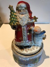 Jolly Old St. Nick Ceramic Rare Christmas Santa Musical Figurine 9" Tall