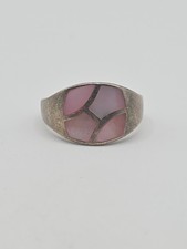 Vintage Sterling Silver 925 NF Pink Abalone Ring Size 8