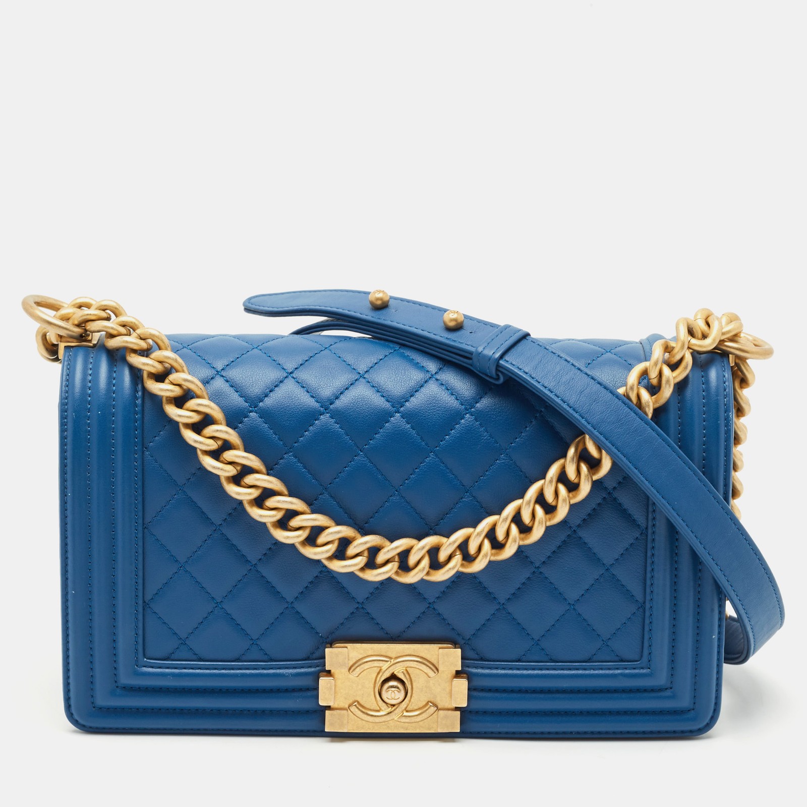 Chanel Medium Boy Flap Bag in Blue Quilted Leather