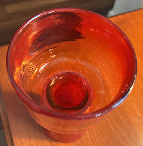 Crate and Barrel DIAZ Red Amberina 8" Candle Holder Pillar MCM Mexico. - Picture 5 of 9