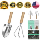 Garden Tool Set 2 Piece Stainless Steel Trowel Cultivator Hand Tools Kit