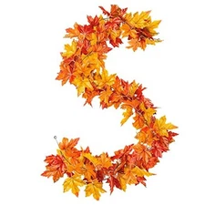 2 Pack Fall Maple Leaves Garland Artificial 5.6ft Fake Autumn Leaf Style 3