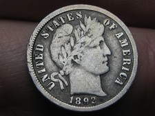 1892 O Silver Barber Dime 10 Cent- New Orleans, VG/Fine Details, Partial LIBERTY