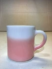 Vintage Hazel Atlas Milk Glass Mug with Pink and White Ombré Design USA 50’s