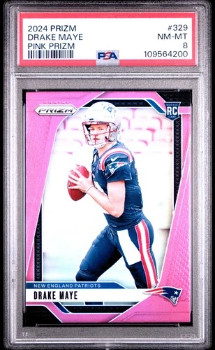 2024 PANINI PRIZM PINK PRIZM #329 DRAKE MAYE ROOKIE RC PSA 8