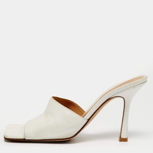 Bottega Veneta Lido Size 36.5 White Leather Slide Sandals