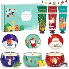 Christmas Gift Set Bulk Scented Candles & Travel Hand Cream Stocking Stuffers