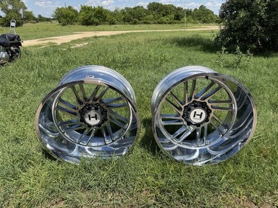 2x) Hostile H110 24x14 Wheels Chevy GMC 2500 3500 HD Deep Dish -76 Offset 8x10