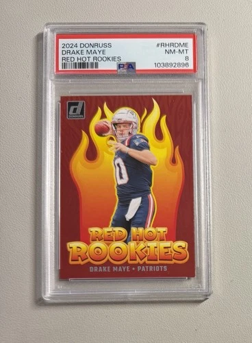 2024 Panini Donruss Drake Maye RC Red Hot Rookies - PSA 8 🔥