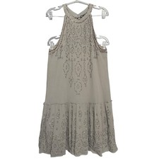 Love Sam Beaded Boho Swing Dress Womens Large Sleeveless Tiered Midi