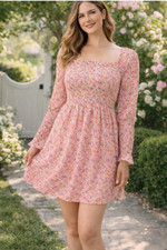 Hill House Home Women Size XS The Grace L/S Mini Nap Dress Pink Pansy