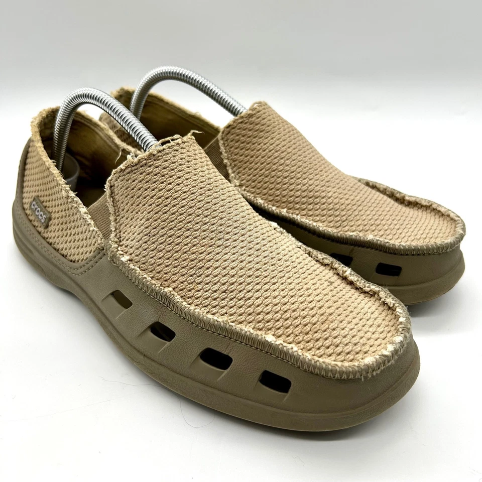 Zapatos Mocasines Crocs Tideline de Lona para Hombres Sin Cordones Malla Tostada Informales Cómodos Talla 10 Foto 4 de 4