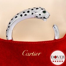 Panthere de Cartier Platinum Diamond Emerald Onyx Bracelet  100.5 Grams