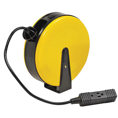Bayco 30 Ft Retractable Extension Cord Reel Nema 5-15R, 16 Awg, 3 Outlets