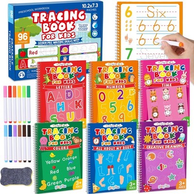 Preschool Learning Activities 96 Pages Tracing Books for Kids Ages 3-5 Kinder...
