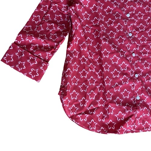 Chico’s No Iron Stretch Stars Shirt 3/4 Sleeve Madeira Red Sz 1 M Patriotic NWT - Picture 3 of 11