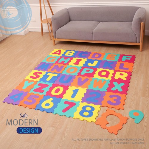 - Alphabet Foam Play Mat for Kids, 36 Interlocking EVA Tiles, 72"x72" Floor M... - Picture 3 of 9
