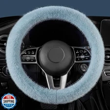 LACDL Fuzzy Winter Steering Wheel Covers for Women, Warm Cute Fluffy Car Whee