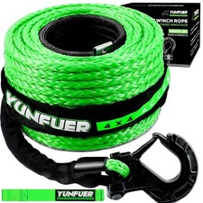 Synthetic Winch Rope With Hook 58 X 60ft 38000lbs Winch Rope With Protecti...