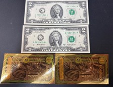 2- 2026 WASHINGTON D.C. GOLDBACKS .999 W/2$2 Bills - Lt. Ed. Consec. Serial #'s.