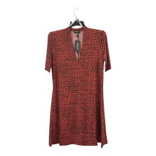 Kenneth Cole New York Broken Strap Print Dress Women’s Red Black NWT