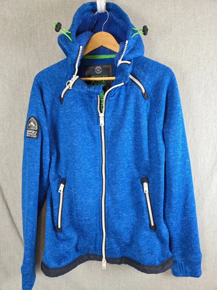 Superdry Mountain Storm Sidewinder Hombre L Sudadera con Capucha Fleece Team Fuji Mountain Blue Foto 2 de 4
