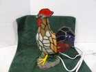 Vintage Tiffany Style Stained Glass Rooster Table Lamp Night Light Works 11 x 7"