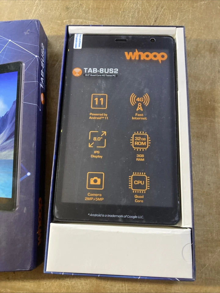 Whoop TAB-8US2 8.0" Quad-Core 4G Tablet PC 3GB RAM, 32GB ROM, 5MP Camera 4G LTE - Image 4 of 4
