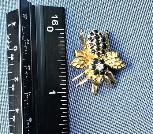 Vintage PAJ 925 Blue Sapphire Color Bee Pin/Pendant - Picture 5 of 6