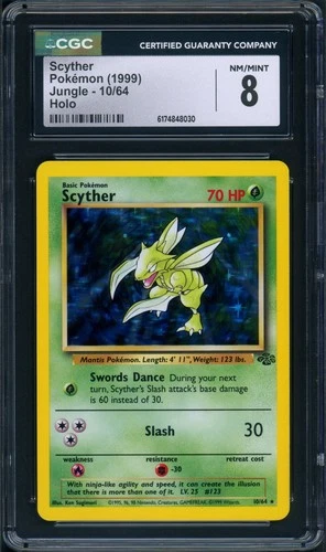 CGC 8 NM/MINT Scyther Jungle Set 10/64 Holo Pokemon Card