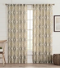 NWOT Bed Bath Beyond Lahire Print Rod Pocket Curtain Panel in Natural 84" X 50"