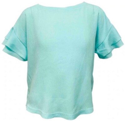 Erge Mint Gauze Flutter Sleeve Shirt, size L, Tween Boutique