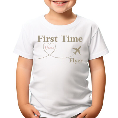 Personalisierbares First Time Flyer T-Shirt perfekt für Kinder Ihr Name Reise #TA-195