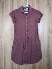 Thread & Supply Shirt Dress Size Med Brown Lyocell Utility Silky