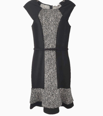 Erin Fetherston Tiered Midi Dress Size 0 Black Gold Knit Stretchy Career  Church | eBay