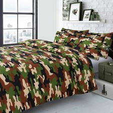 Camouflage Army Green Printed Duvet Cover Curtains Pillowcase Bedding Sets 