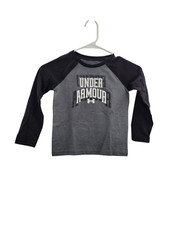 Under Armour Little Boys Pullover Long Sleeve Raglan Tee Black Gray Size 4