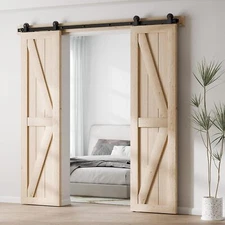 4FT-20FT Sliding Barn Door Hardware Track Single/Double Door Kit,Closet/Kitchen