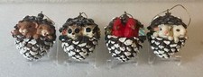 Vintage 1996 WOODLAND PINECONE Ornaments Forest Creatures Christmas Set of 4