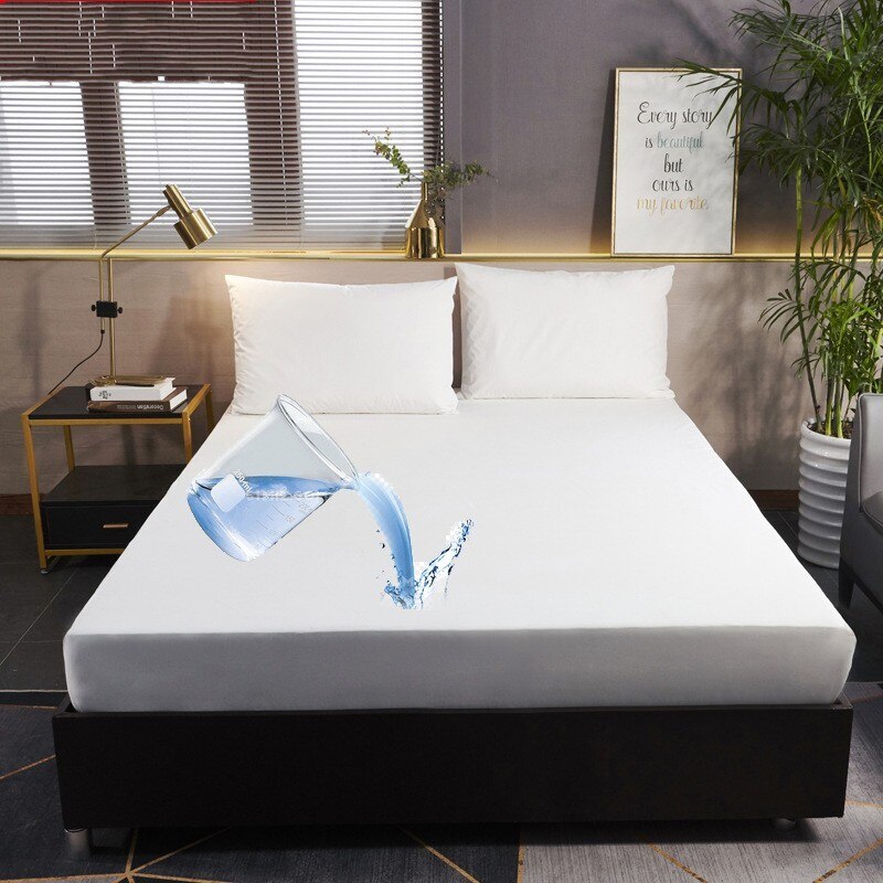Mattress Protector Cover Solid Fitted Sheet for Women Bed Linens with Elastic-image